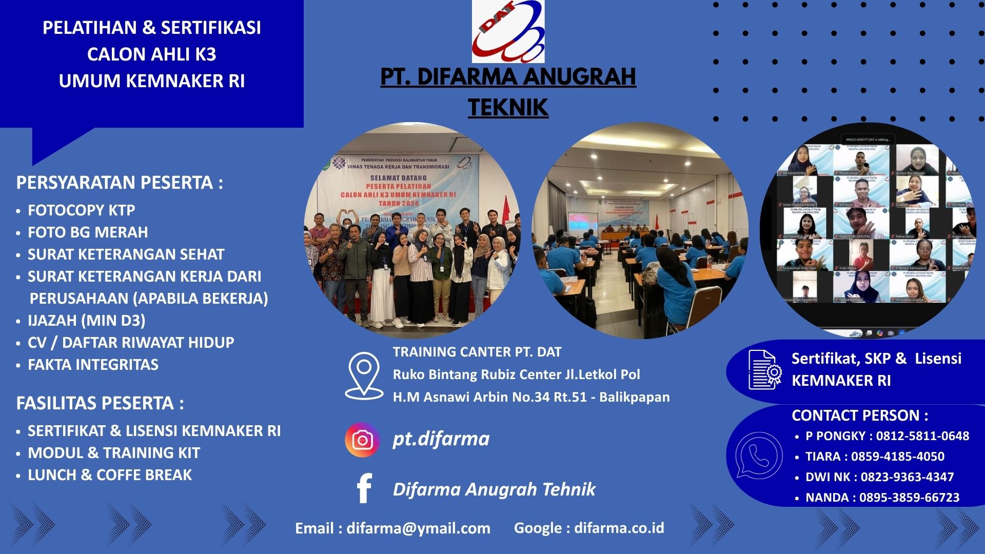 PELATIHAN & SERTIFIKASI CALON AHLI K3 UMUM KEMNAKER RI